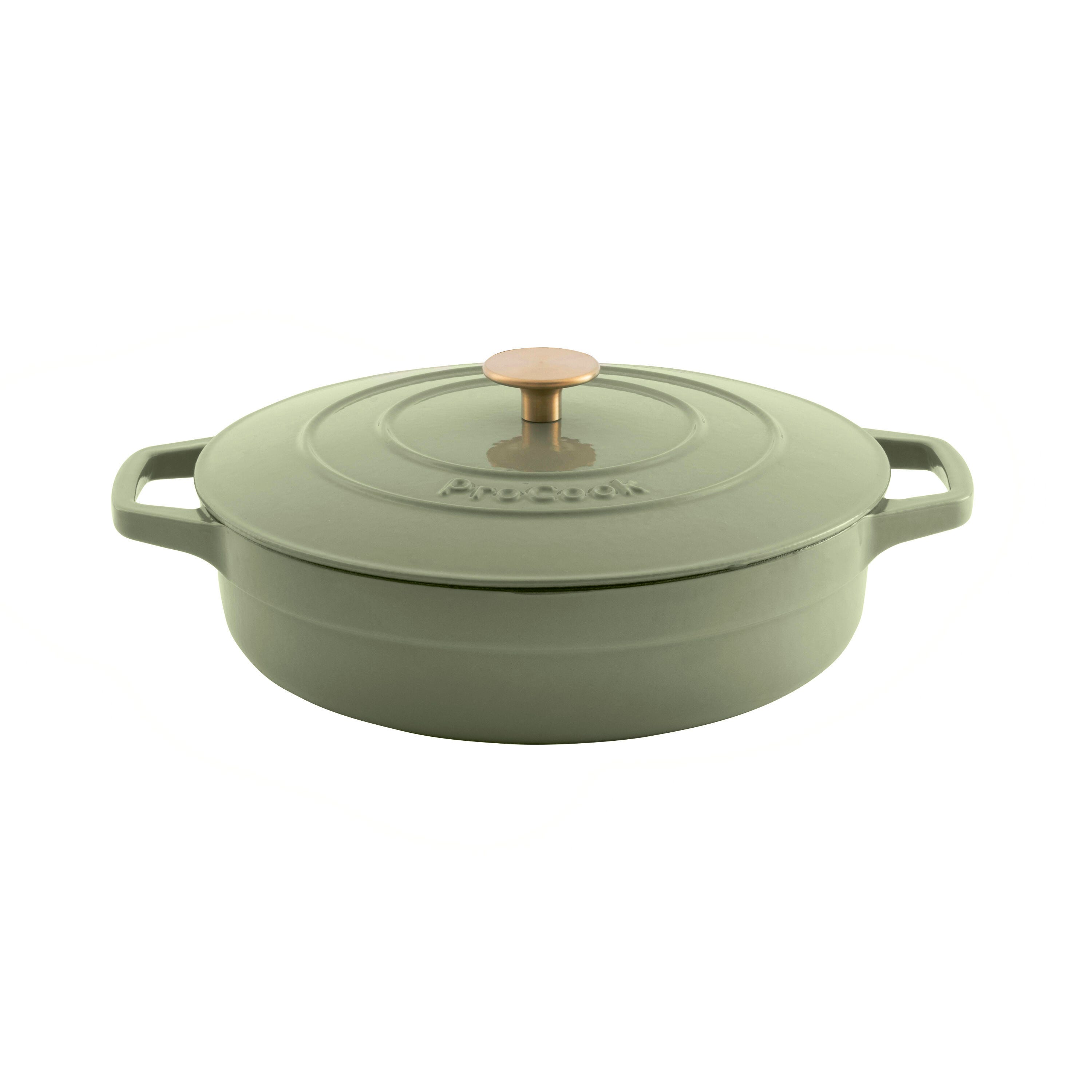 Cast Iron Casserole Dish Sage Green 28cm / 3.9l Shallow