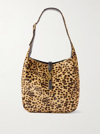 Le 5 À 7 Embellished Leather-Trimmed Leopard-Print Pony-Hair Shoulder Bag