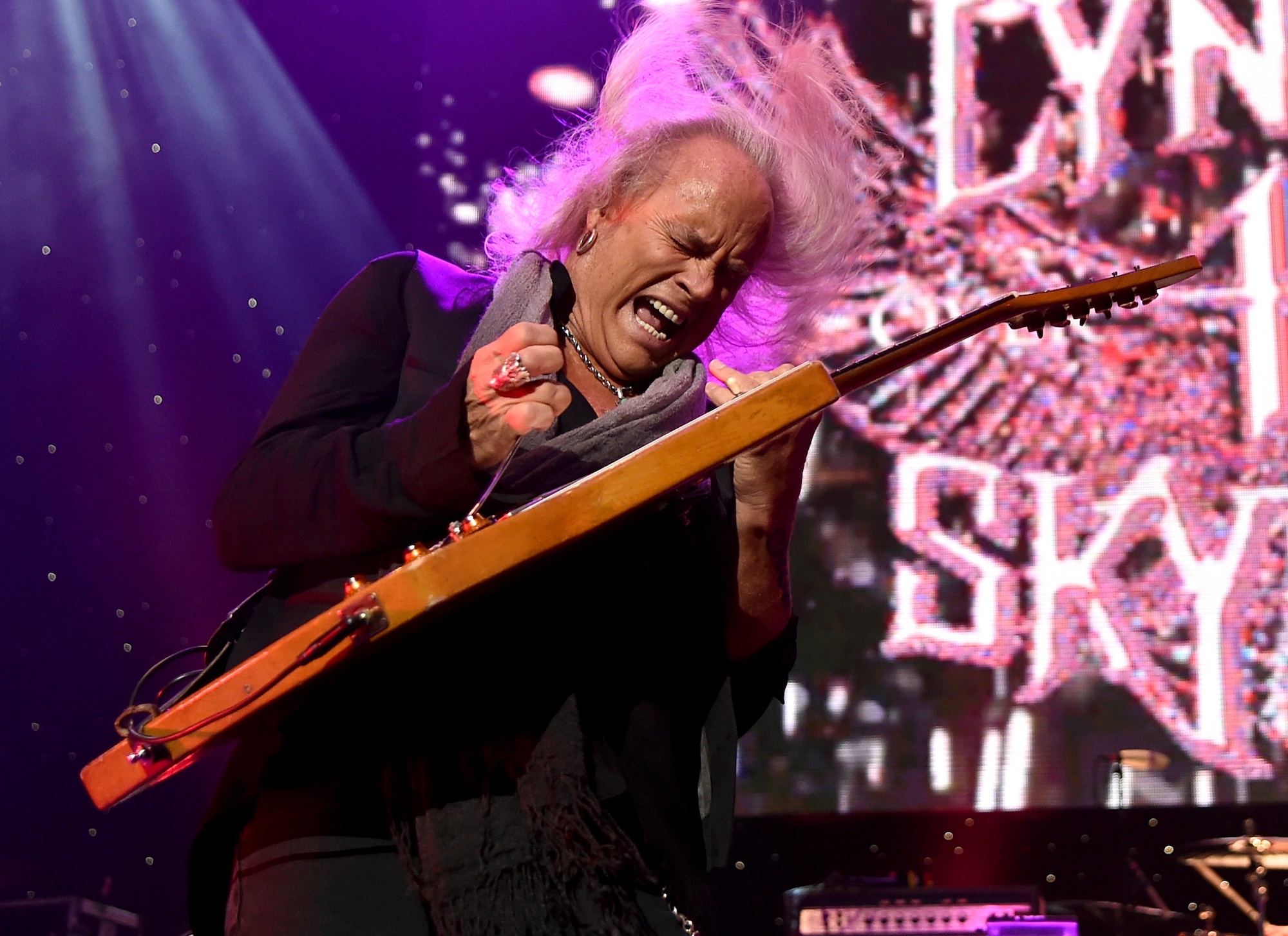 Rickey Medlocke performs onstage with Lynyrd Skynyrd at the Fox Theatre in Atlanta, Georgia on November 12, 2014