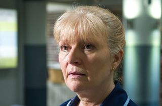 Programme Name: Casualty - TX: 29/08/2015 - Episode: 1 (No. 1) - Picture Shows: Duffy (CATHY SHIPTON) - (C) BBC - Photographer: Alistair Heap
