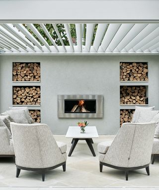 Garden fireplace trend, open plan outside area