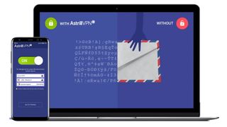 Astrill VPN interface on smartphone and laptop