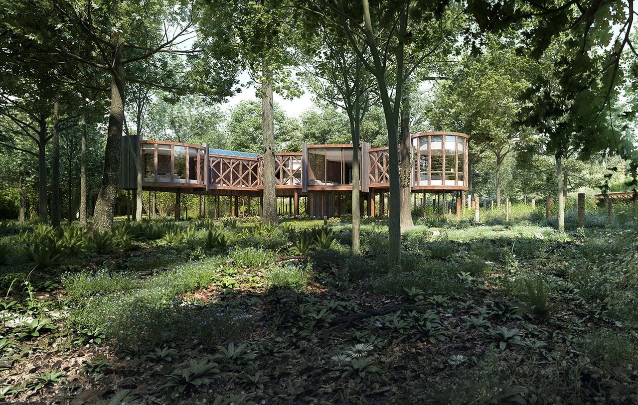 Woodlands Lodge near Cirencester. Still just a design for now, this £650,000 plot in Gloucestershire comes with planning permission to create a ‘sustainable living space with cutting-edge modern design.