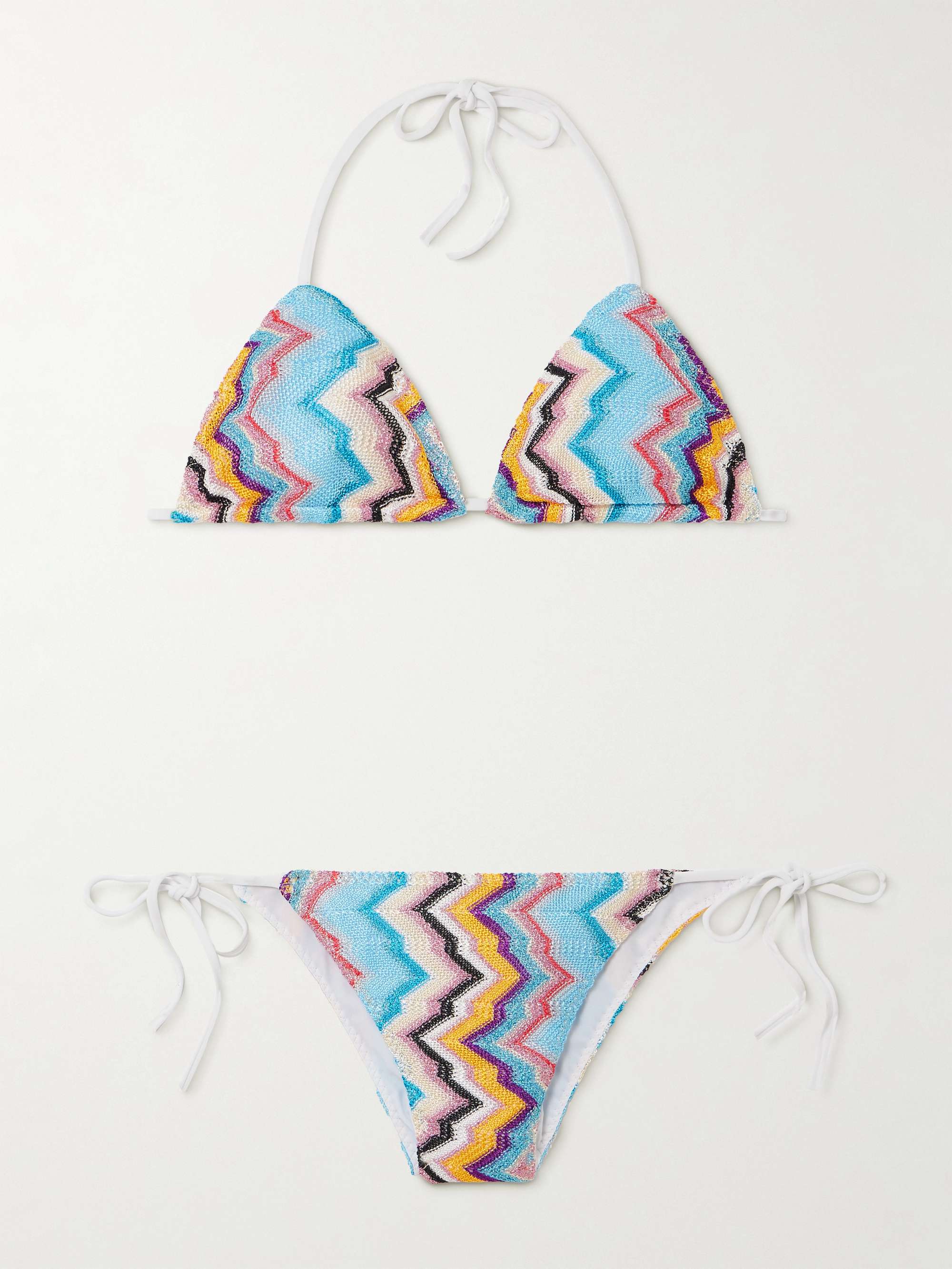 Mare Striped Metallic Crochet-Knit Bikini