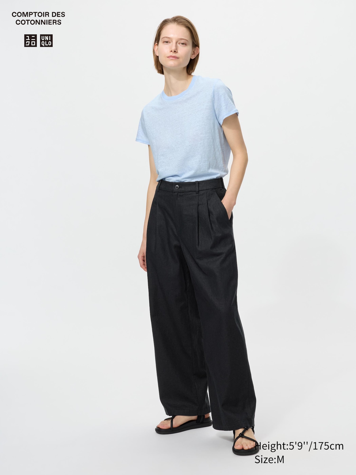Linen Blend Straight Trousers