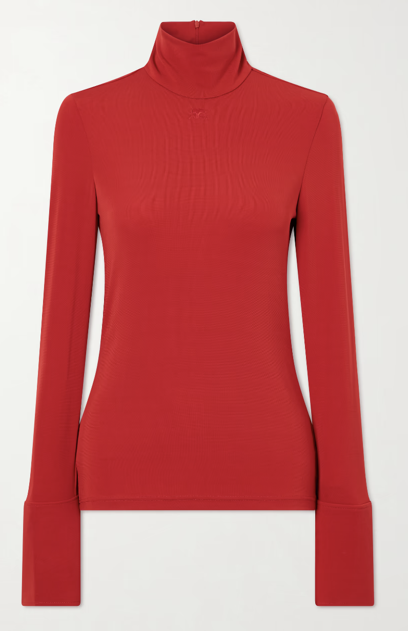 Courr&amp;egrave;ges, Jersey Rollneck Top