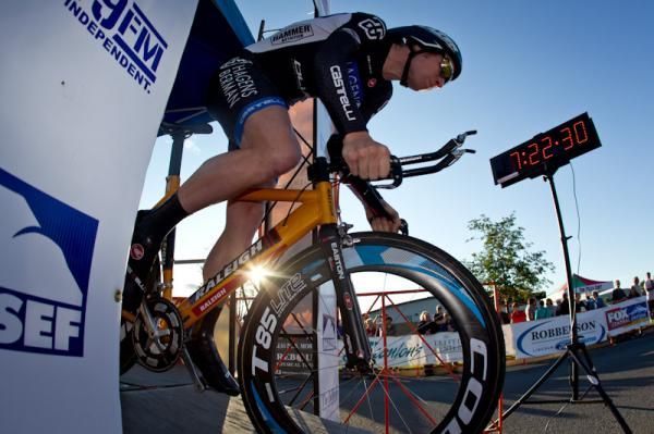 Rolling out of the time trial start house.