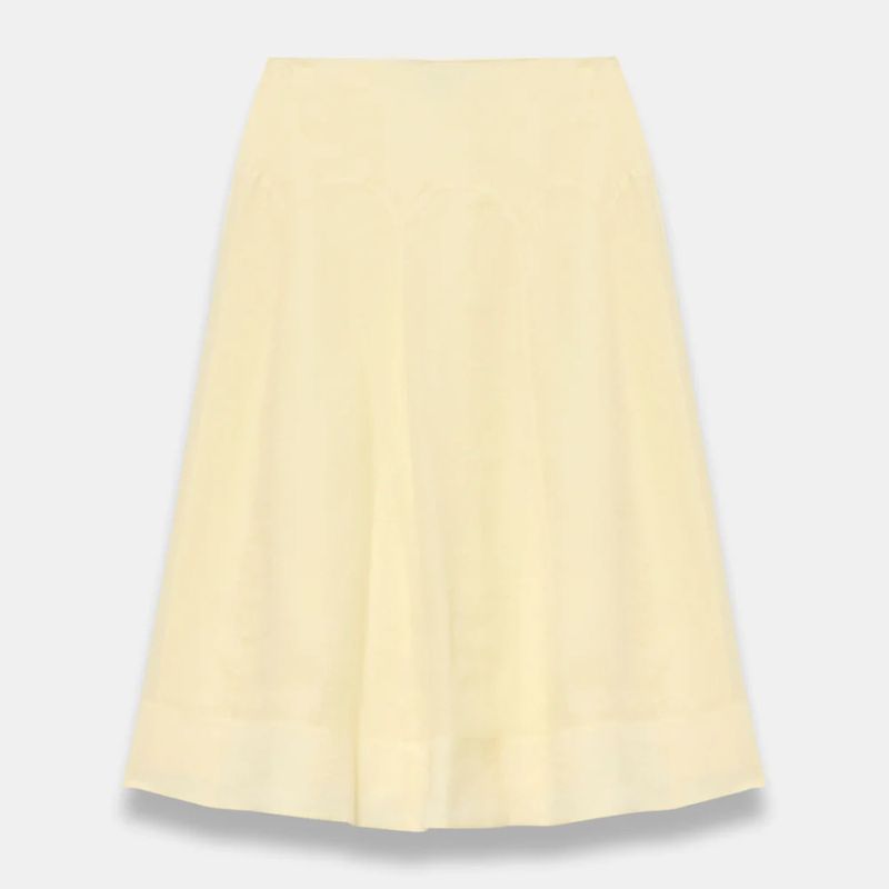 Mint Velvet , Yellow Ramie Drop Waist Midi Skirt