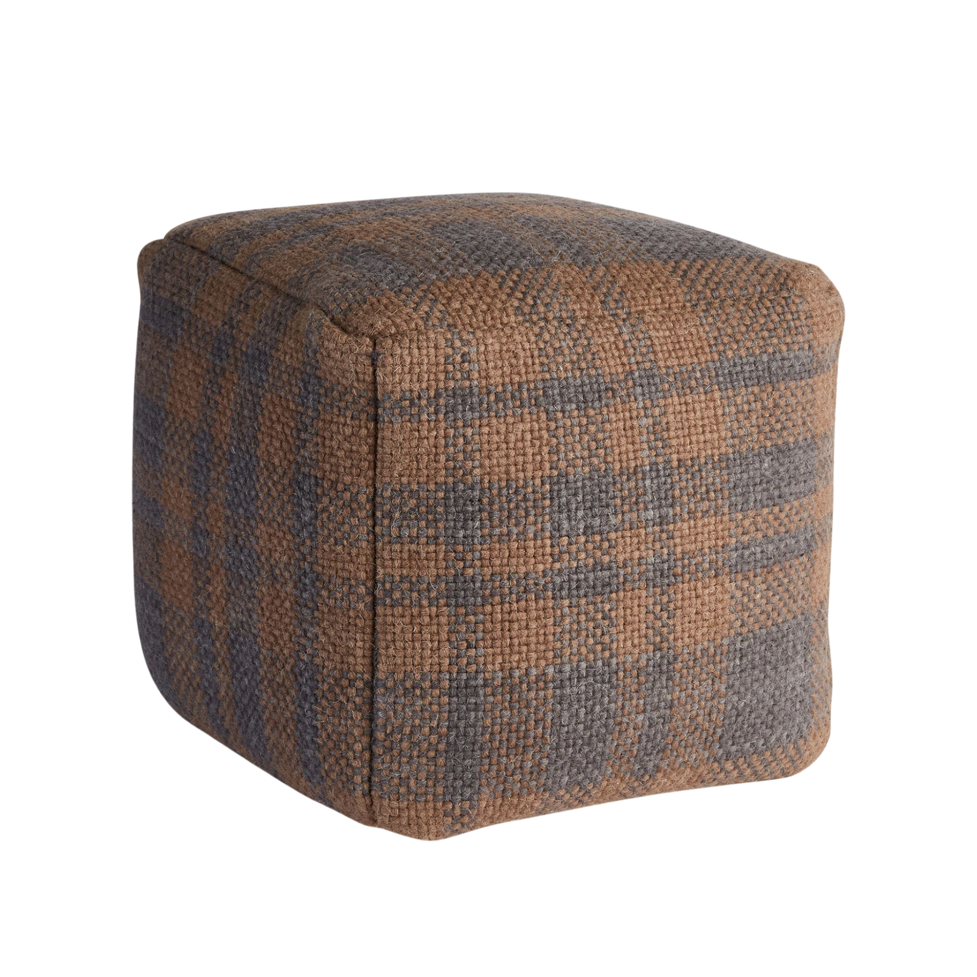 a plaid wool pouf