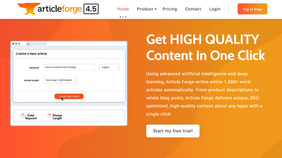 Articleforge website screenshot (June 2025)