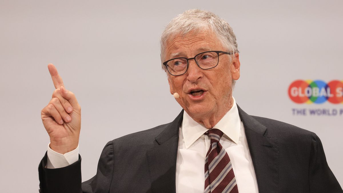 Bill Gates, co-chairman of the Bill and Melinda Gates Foundation, delivers a keynote speech on the closing day of the Global Solutions Summit in Berlin, Germany, on Tuesday, May 7, 2024.