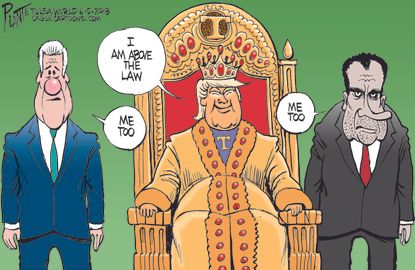 Political cartoon U.S. Trump Nixon pardon powers Mueller Bill Clinton MeToo