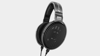 Sennheiser HD650 headphones on a blank gray background