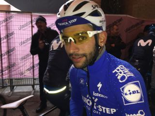 Fernando Gaviria (Quick-Step Floors) did not seem convinced about racing in the rain