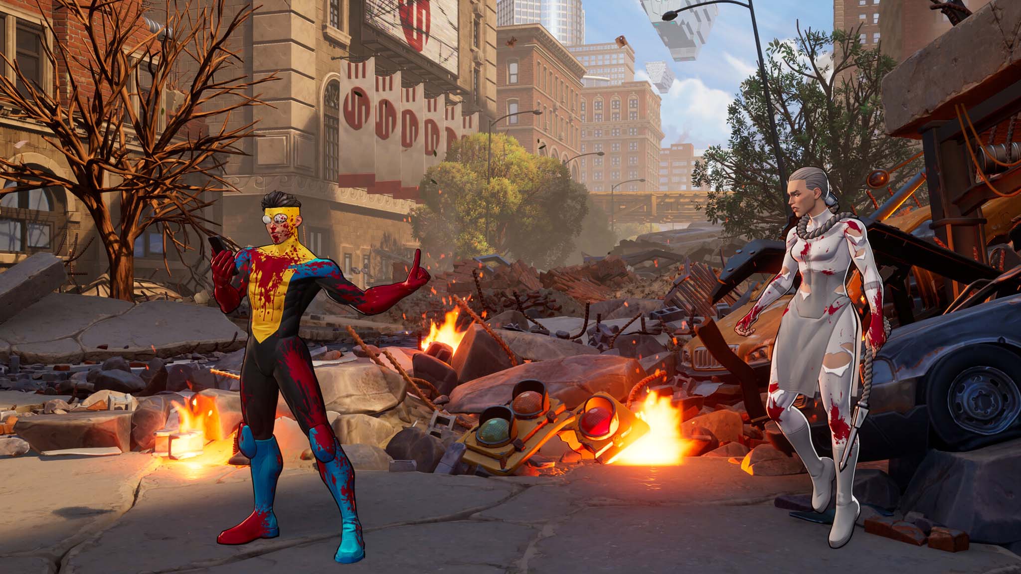 Screenshot of Invincible VS showing Invincible telling someone to wait while he uses his phone.