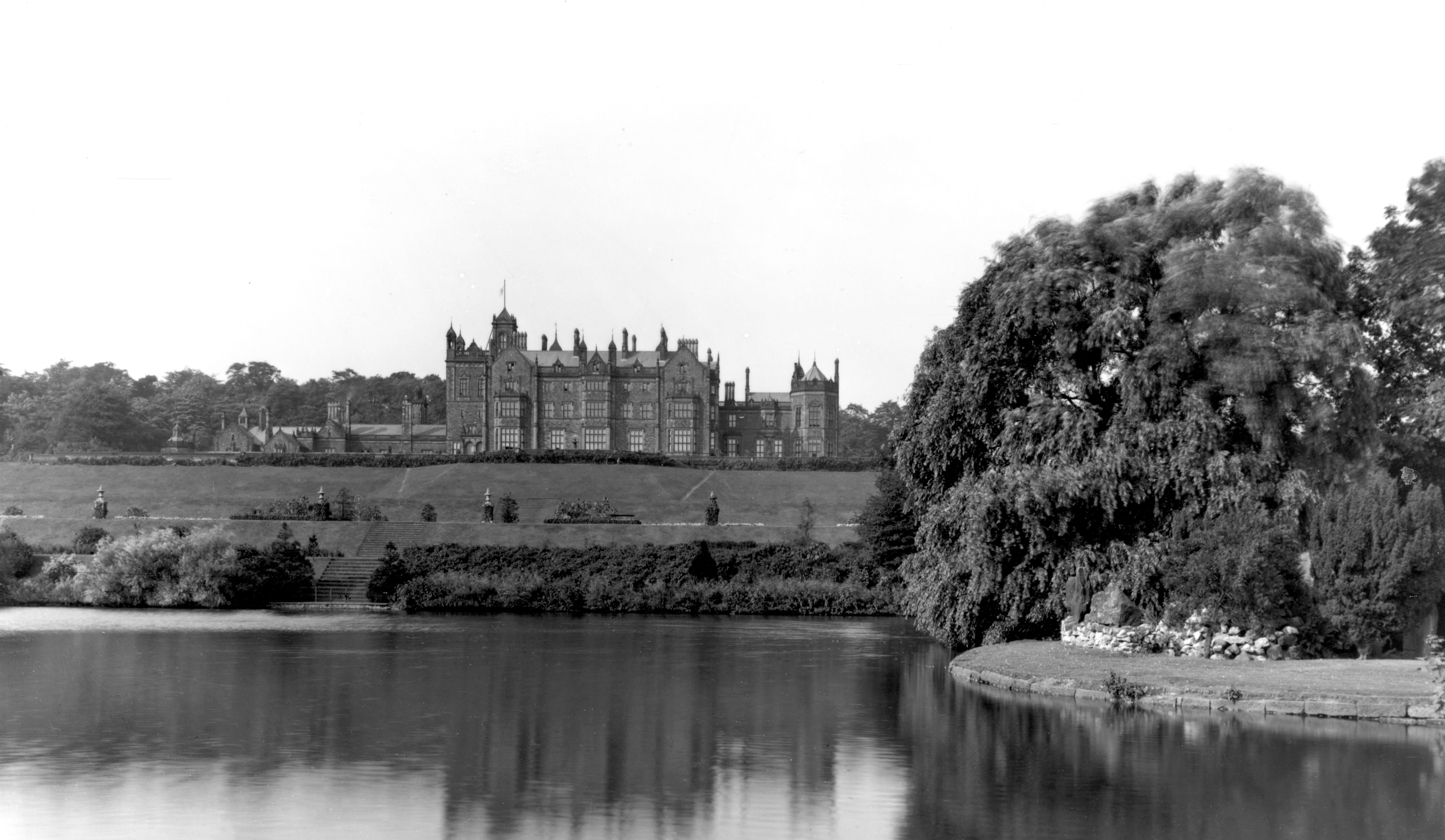 Worsley Hall from the South. The seat of the Earl of Ellesmere and now the location for a fifth RHS garden, RHS Garden Bridgewater 