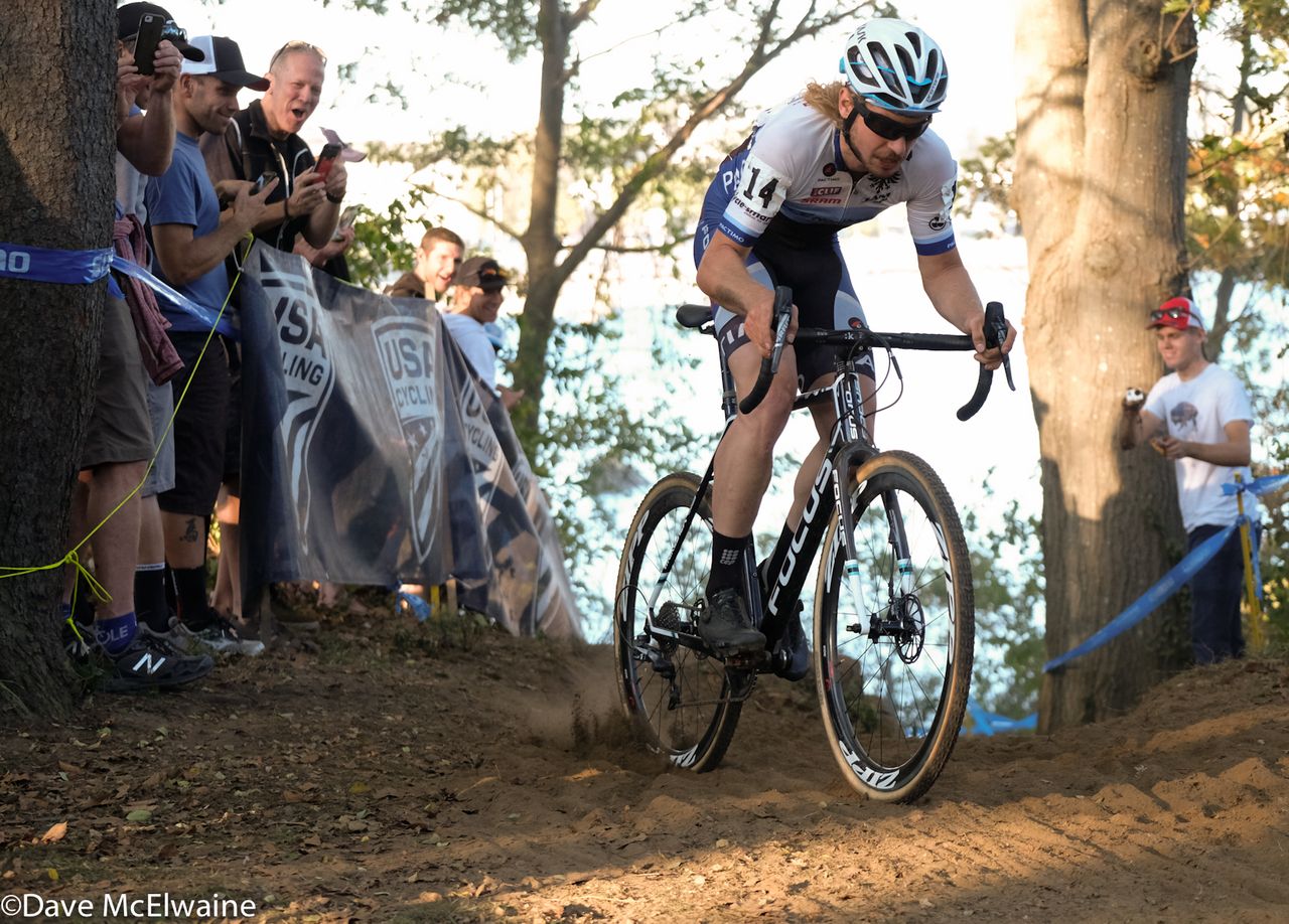 Scott Smith (JAM-NCC) at the top of the run-up mid-race