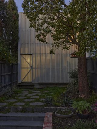 Translucent rear exterior of home extension