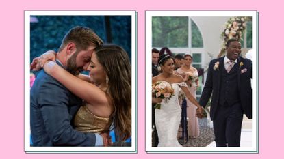 love is blind couples pictured on a pink background