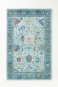 Anthropologie Printed Blue Persian-Inspired Rug