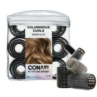 Conair Heatless Curlers - Heatless Curls- Heatless Curls Overnight- Heatless Rollers - Assorted Sizes - Black & Gray - 31 Count W/storage Case