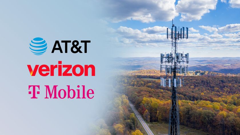 a cellular tower with the logos of the big carriers