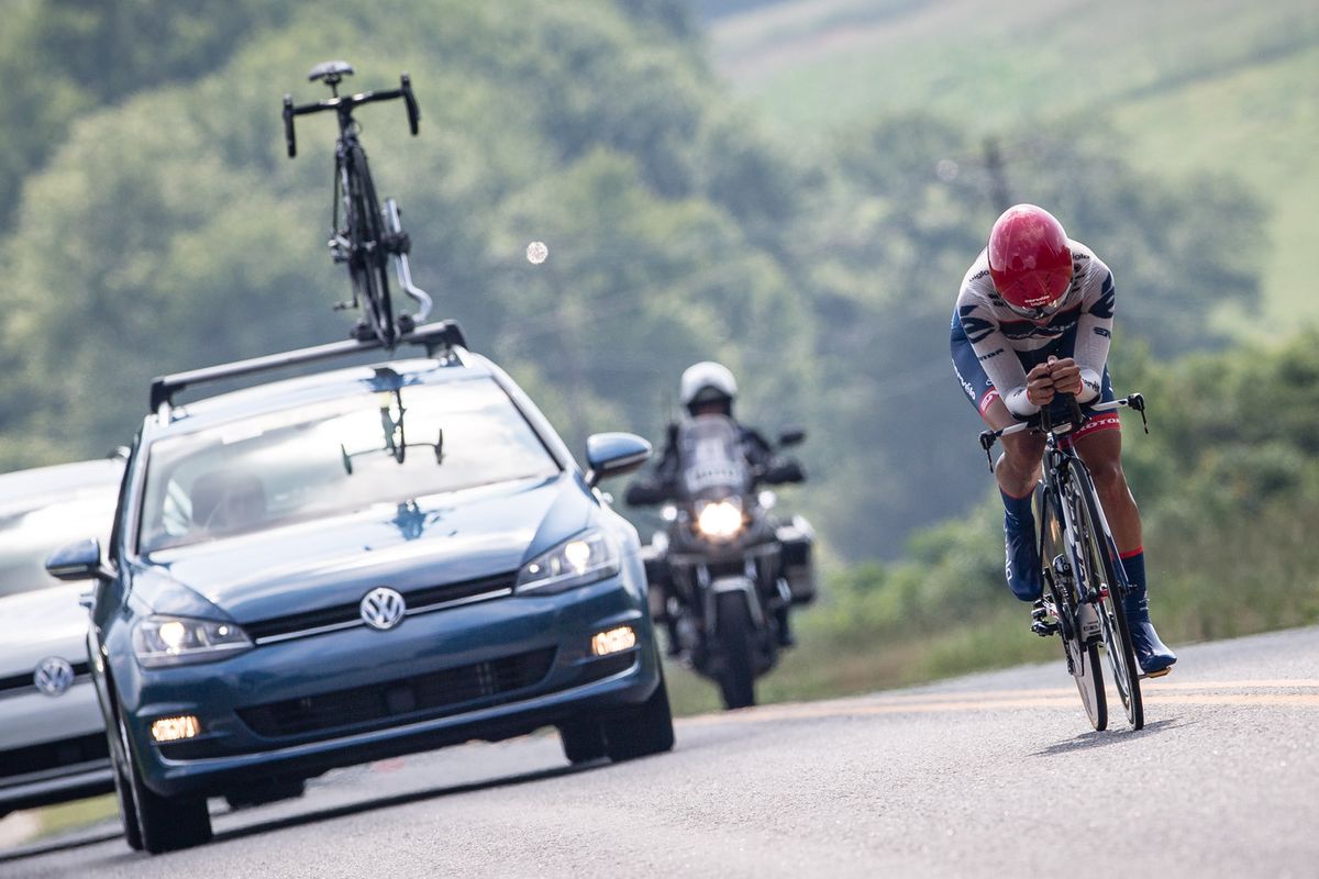 Carmen Small (Bigla-Cervelo) during her winning ride at the US time trial championship.