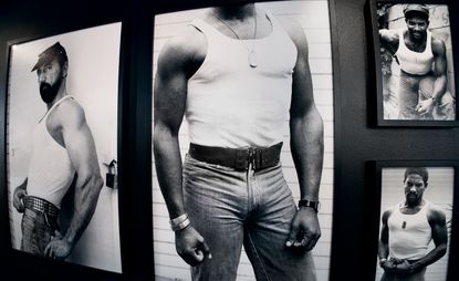 Left to right: Untitled, 1984 (Val Martin); Untitled, 1986, Untitled, 1986 (above), Untitled, 1986 (below). Tom of Finland Permanent Collection