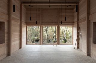 Main workspaces looking out into nature at House of Nature by Revaerk Arkitektur