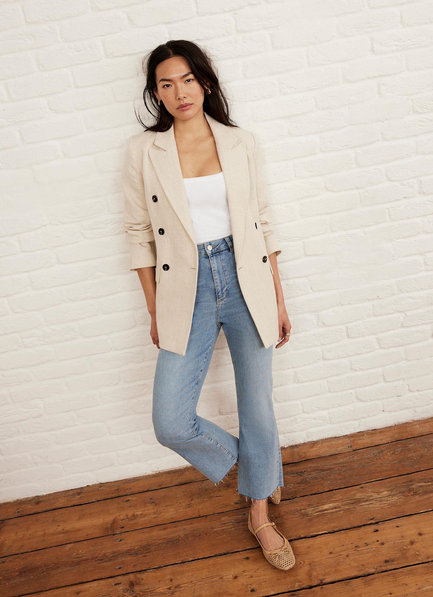 Light Indigo Cropped Flared Jeans