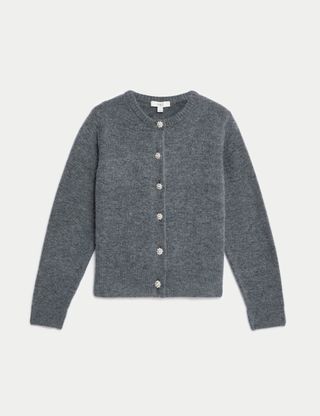 Crew Neck Button Front Cardigan