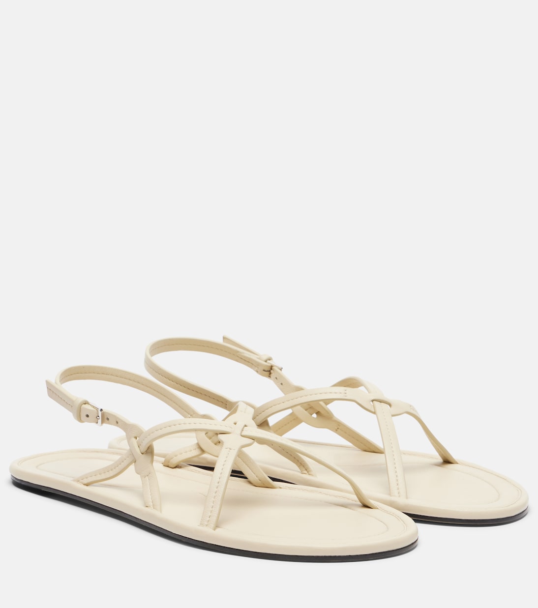 Malick Strap Leather Sandals in White - the Row