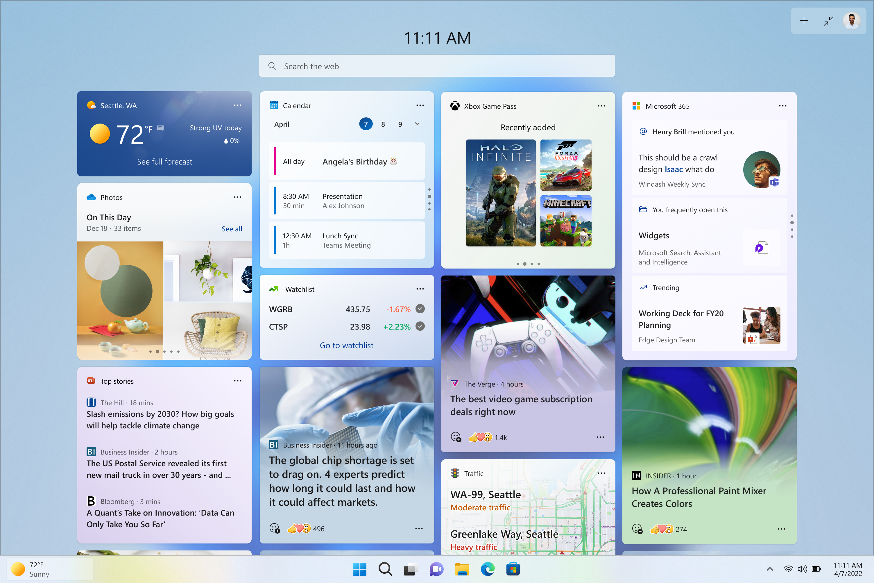 Windows 11 Widgets Extended View