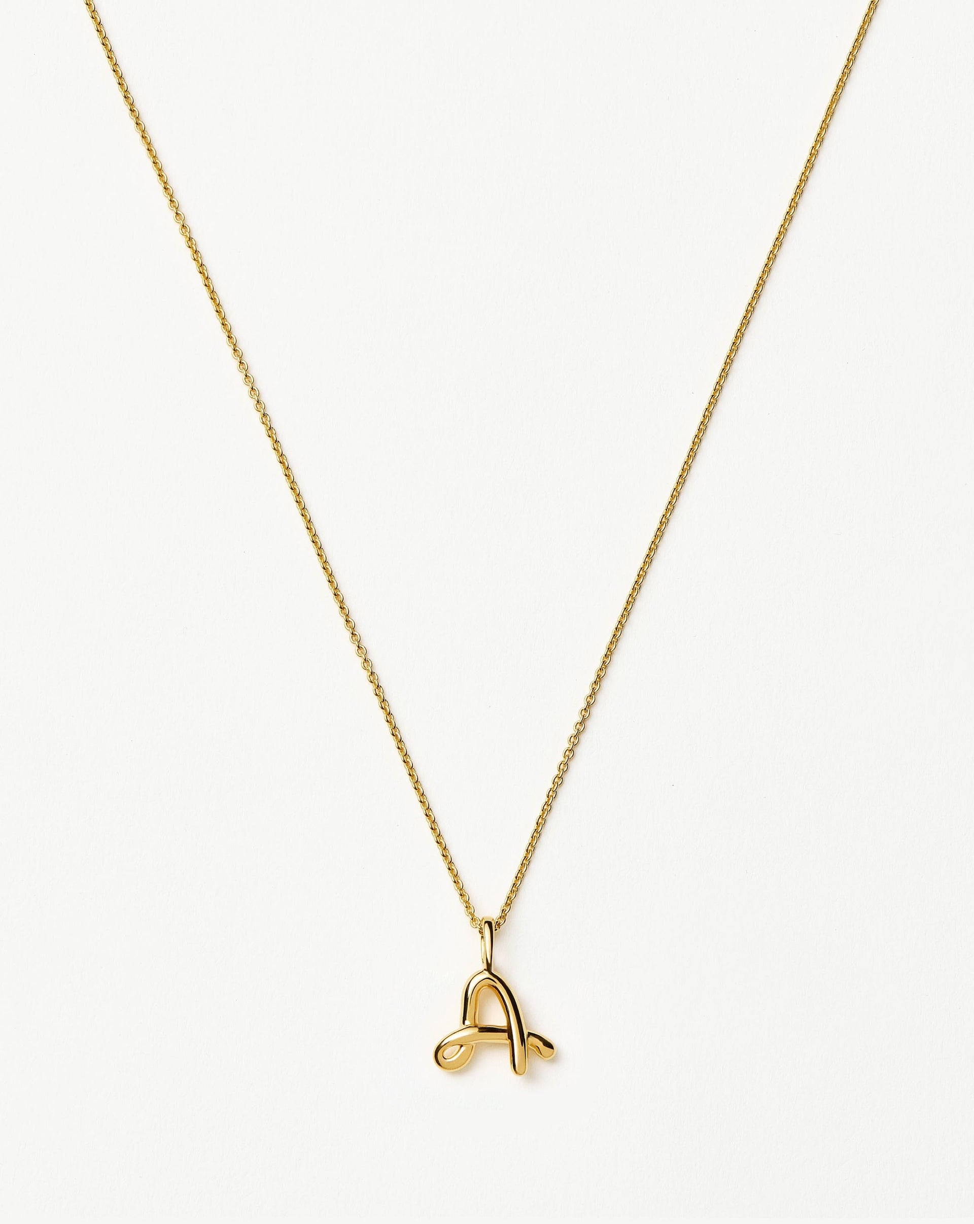Curly Molten Mini Initial Necklace - a | 18ct Gold Vermeil - 18ct Gold Vermeil / a