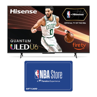 Hisense 50" U6HF Series ULED 4K Smart TV: was $499 now $339 @ Amazon
When you shop for select Hisense Mini LED TVs right now, you'll also receive up to $200 in credits to use at the NBA store. We recommend the smaller, 50-inch U6HF, which our editors have found is impressively bright with a Quant Dot Wide Color Gamut (that belies its affordable price tag (even more so when it's 32% off). &nbsp;
Price check: $349 and $50 gift card @ Best Buy