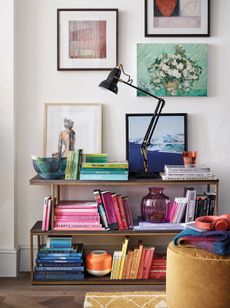 Living room storage ideas: Books stored by colour
