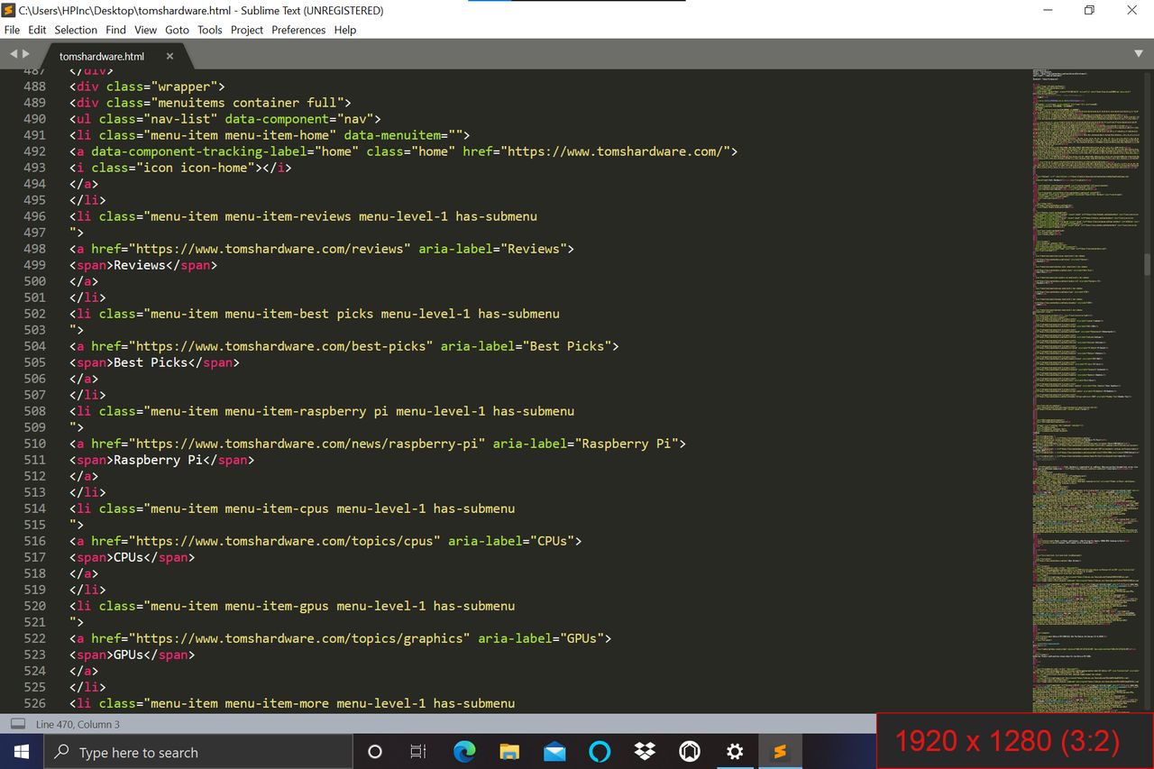 Code on a 3:2 display