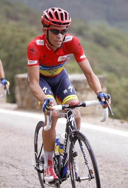 Alberto Contador (Saxo Bank-Tinkoff Bank) climbs to the stage 20 finish on the Bola del Mundo.