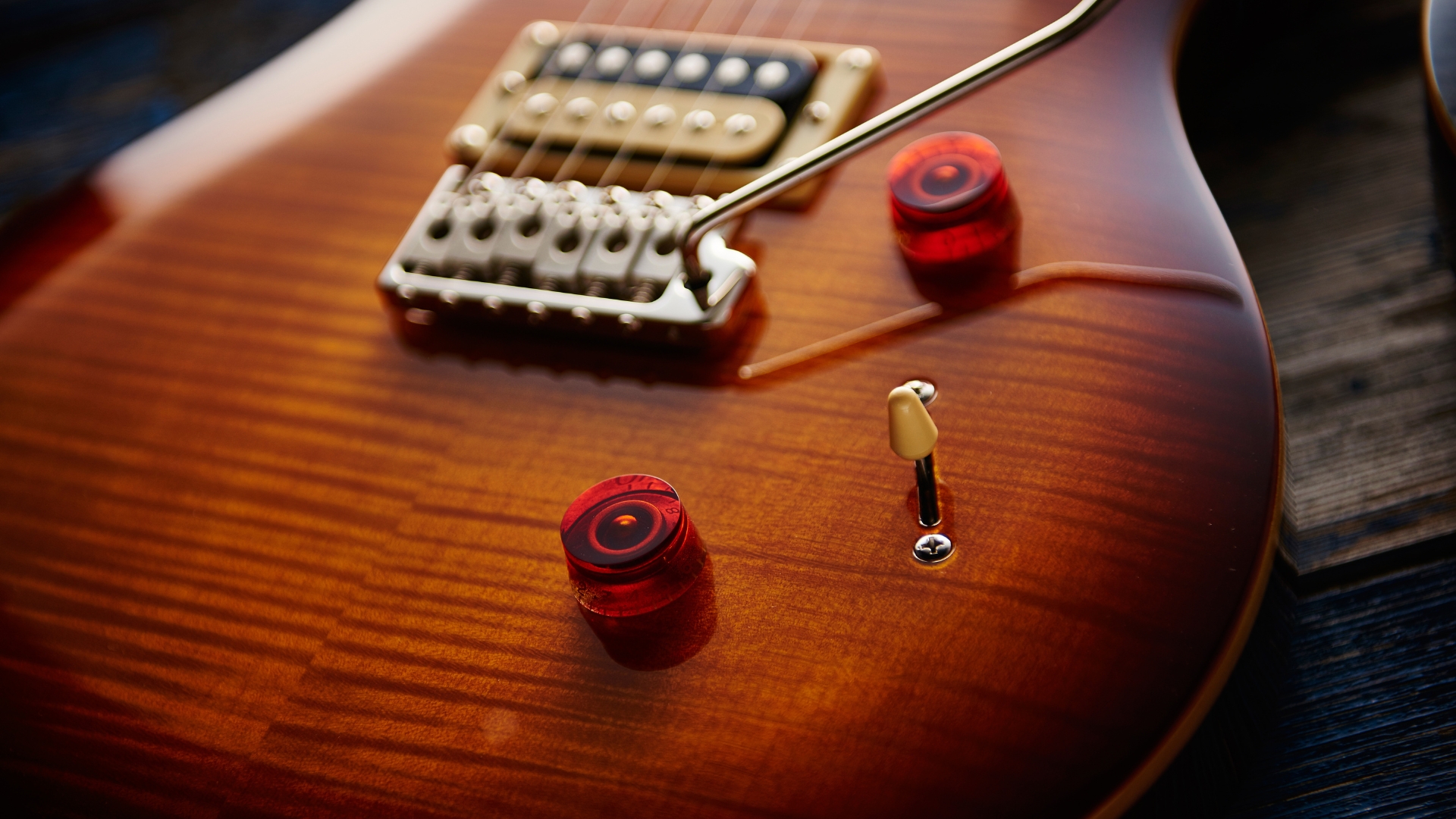 Close up of the pickup selector on a PRS electric guitar