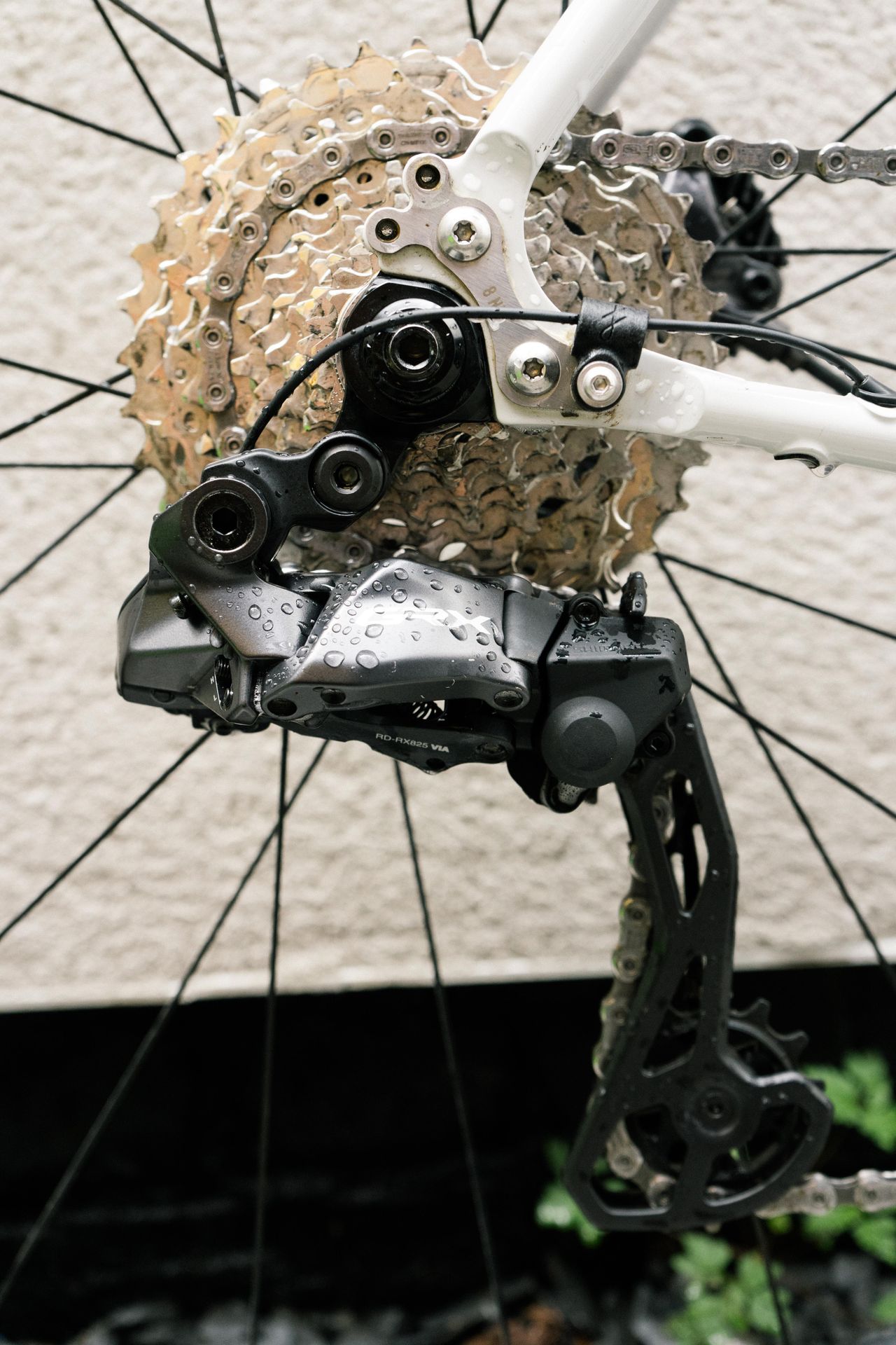 A close up of a rear derailleur