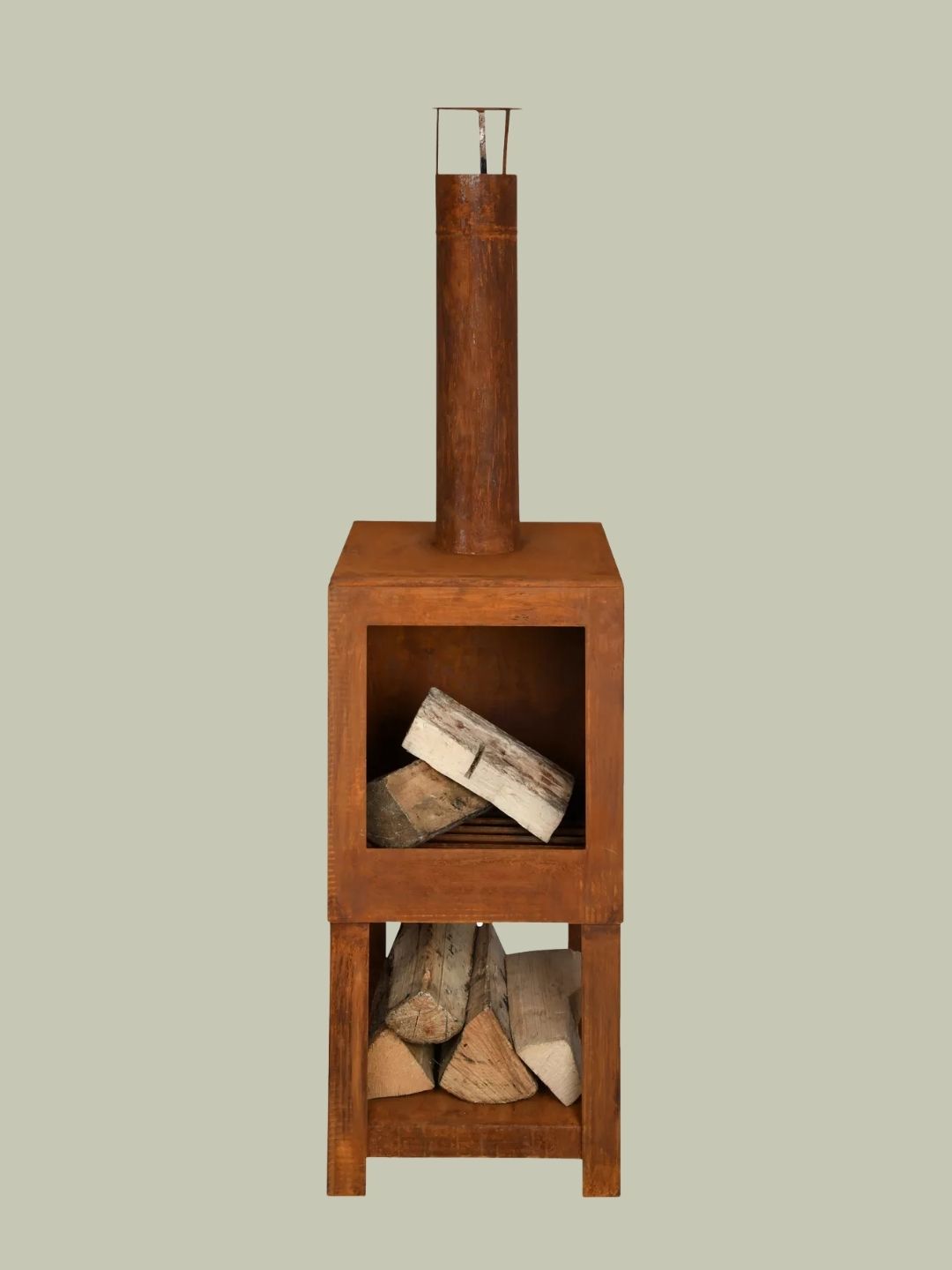 Fallen Fruits, Square Chiminea Firepit With Log Store