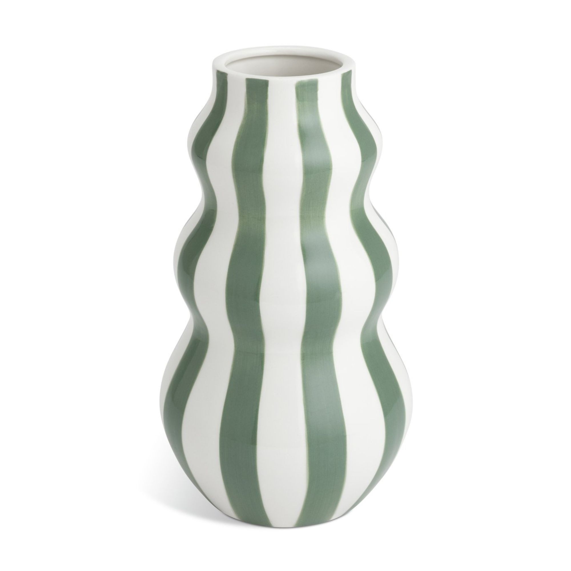 Habitat, Hand Painted Stripe Vase in Green