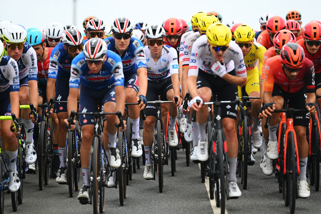 Remco Evenepoel wears the white jersey alongside UAE Team Emirates in the 2024 Tour de France