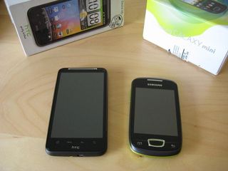Galaxy Mini next to the HTC Desire HD