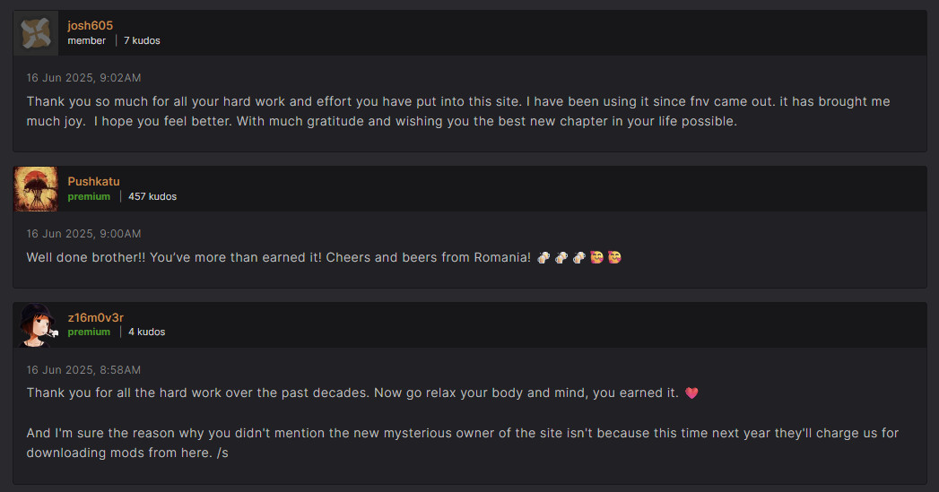 Nexus Mods ownership change comments