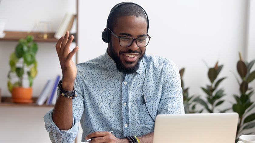 Man sitting in front of laptop on a video call