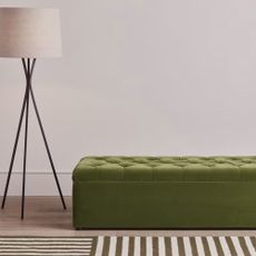 Loaf 'Bed-in-button' upholstered in green velvet fabric