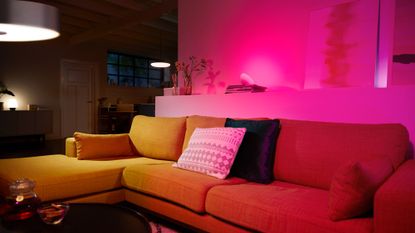 Philips Hue smart home lights in a living room