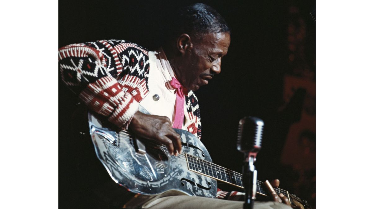 Son House (Eddie James &#039;Son&#039; House, Jr) performs on stage at the Hammersmith Odeon in 1967 in Londo