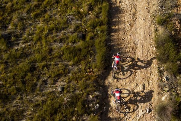 David George and Kevin Evans of Team 360Life climb Groenlandberg on their way to winning stage 6